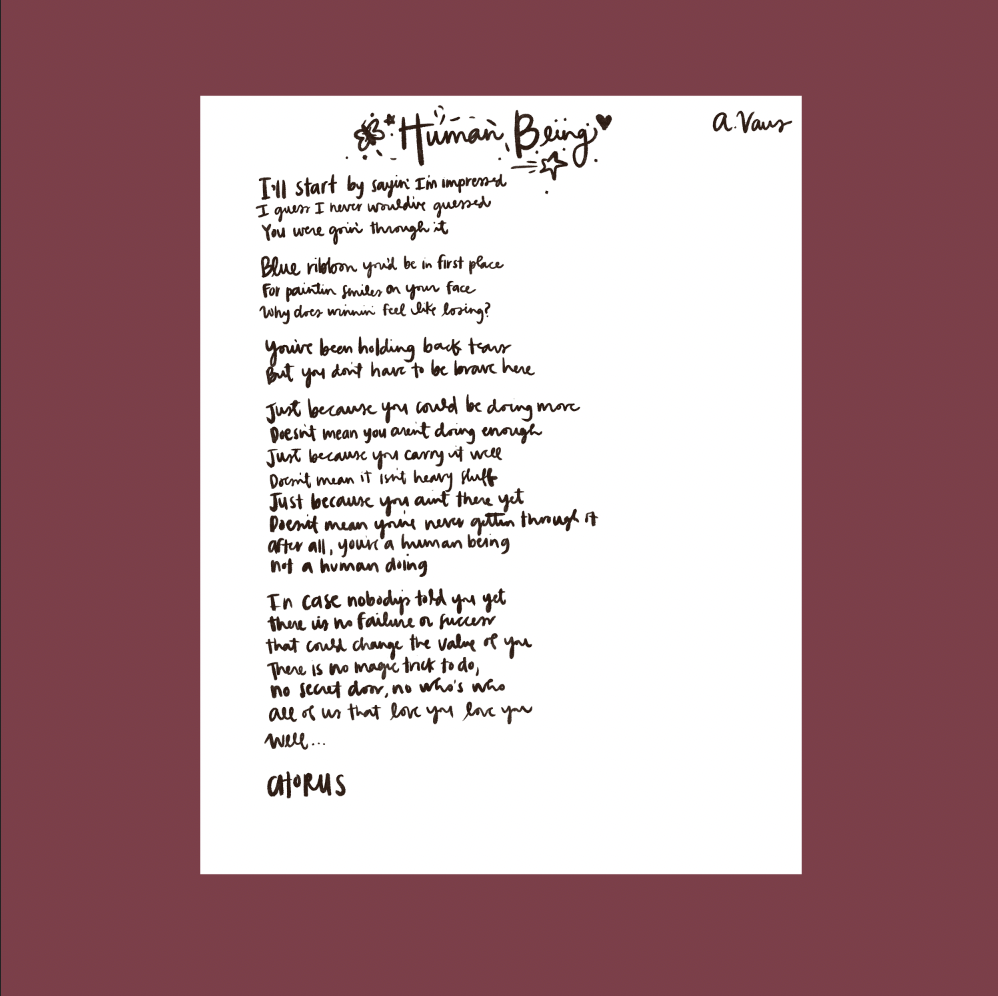 'Human Being' Handwritten Lyrics