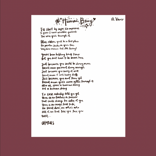 'Human Being' Handwritten Lyrics